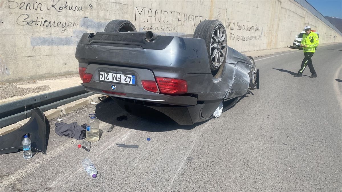  Seydişehir'de otomobilin takla attığı kazada 4 kişi yaralandı