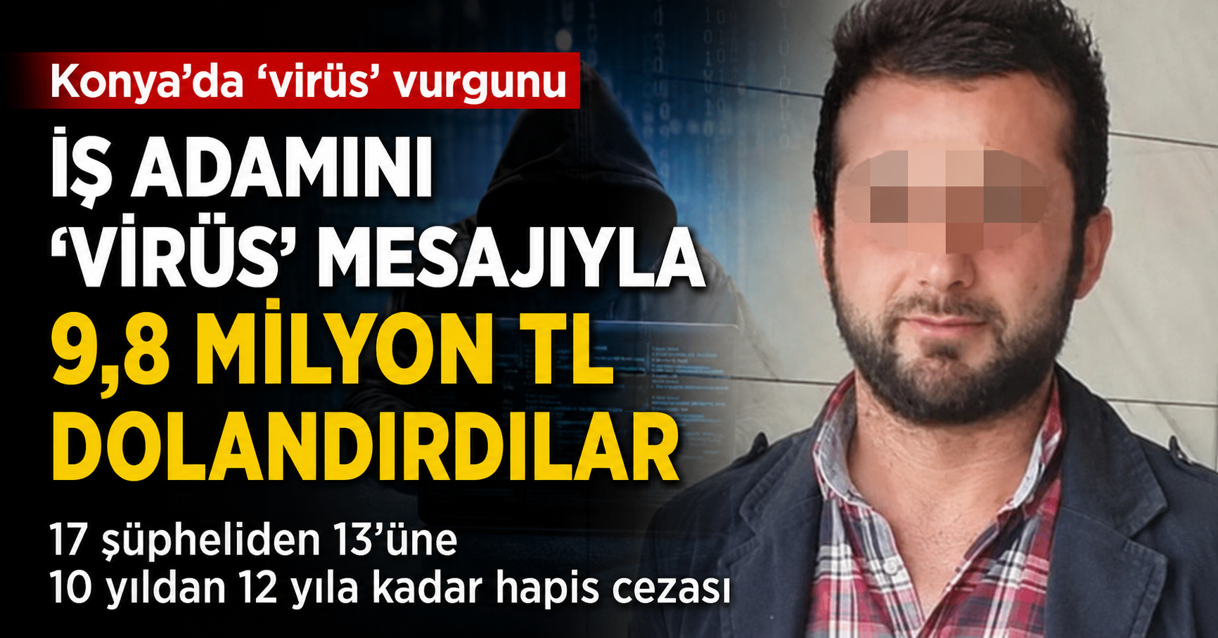 Konya'da İş adamına ‘virüs’ vurgununda 13 şüpheliye 12 yıla kadar hapis cezası