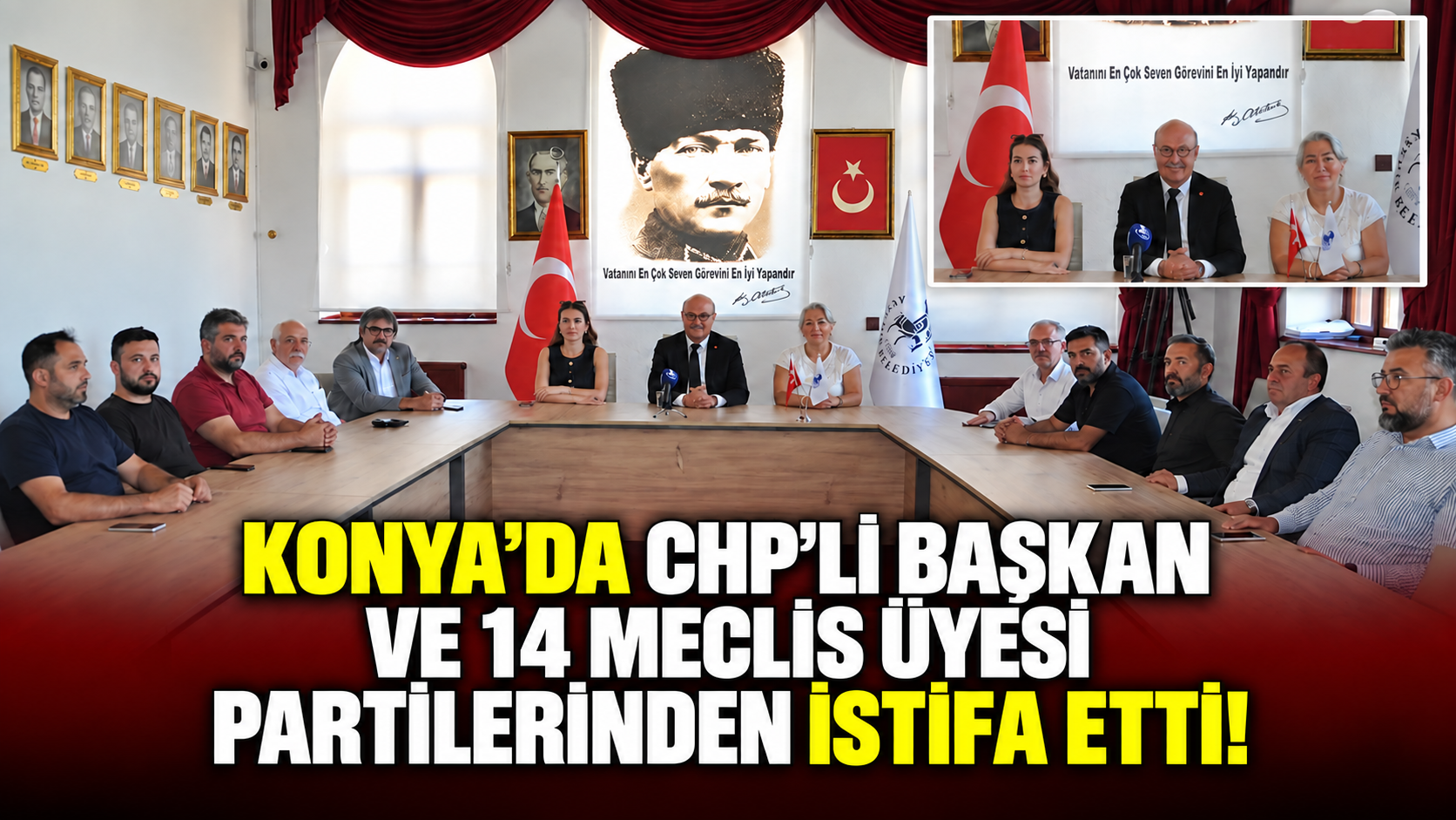 Konya'da CHP'Başkan ve meclis üyeleri partilerinden istifa etti!